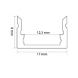 Falon kívüli alumínium led profil SÍN 17x8mm 1m (búra nélkül) 41010A1