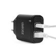 Delight hálózati adapter gyorstöltéssel fekete USB + Type-C PD20W 55047BK