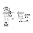 SPST Beépíthető fekete, kör alakú nyomógomb 2A - 250V AC OFF - (ON) 09065FK