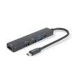 Delight Multifunkciós adapter USB Hub-HDMI + Type-C 3.0 3xUSB-A, 1xType-C-5 Gbps 100W fekete 55064