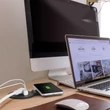 Delight Rejtett beépíthető konnektor elosztó 4in1 USB + Type-C + Vezeték nélküli töltő 20462BK