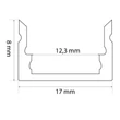Falon kívüli alumínium led profil sín 17x8mm 2m (búra nélkül) 41010A2