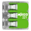 Wago GREEN 3-as oldható vezeték összekötő max. 4 mm2 221-423