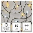 Emos LED villogó karácsonyi fényfüzér kültéri és beltéri 8m hideg és meleg fehér időzítővel IP44 D4AN01