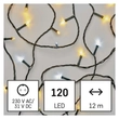 Emos LED villogó karácsonyi fényfüzér kültéri és beltéri 12m hideg és meleg fehér időzítővel IP44 D4AN02