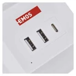 EMOS aszali hosszabbító kocka 2m 2 aljzat fehér 2×USB-A+1×USB-C+Qi H05VV-F3G 1,5 mm² P0222CQ
