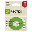 GP ReCyko NiMH Akkumulátor tölthető elem HR03 (AAA) 950mAh 6db B2511V