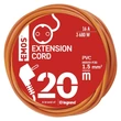 Emos Lengő Hosszabbító 20m 1 aljzat narancssárga PVC 250 V 3x1,5 mm2 P01220R