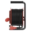 Kültéri kábeldob 25m 4 aljzat fekete gumi 230V/400V 3X1,0 mm2 H05RR-F3G IP44 P082251