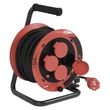 Kültéri kábeldob 25m 4 aljzat fekete gumi 230V/400V 3X1,0 mm2 H05RR-F3G IP44 P082251