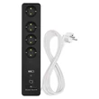 Emos GoSmart hosszabbító elosztó 2m 4 aljzat kapcsolós USB fehér-fekete PVC 1,5 mm2 P1422SM