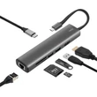 Home USBHUB7 dokkoló állomás, Gigabit RJ45, 4K HDMI HDR, egér, billentyűzet, TF/microSD, SD, 2 TB USB tároló, merevlemez, ~100 W PD, plug & play USBHUB7