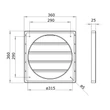 Műanyag gravitációs zsalu 360x360mm / Ø 315mm DGP315