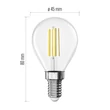 Emos LED izzó filament kisgömb E14 5,9W 806lm 2700K ZF1D42