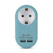 Entac fali elosztó aljzat + 2 USB port kék EPAG-1EE-2USB-B
