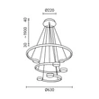 Optonica LED függeszték 40W 3200lm 3000K fekete IP20 19065