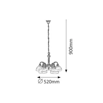 R.8815 Flossi 5ágú csillár E27 5x40W  bronz