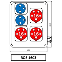 ROS 1603 tábla 3x5p16A+2x230V