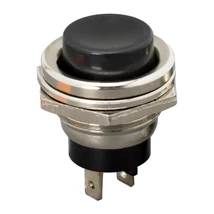 SPST Beépíthető fekete, kör alakú nyomógomb 2A - 250V AC OFF - (ON) 09065FK