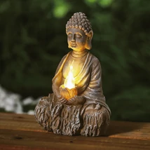 Garden of Eden Szolár Buddha gyertyával 1 melegfehér LED 12,5x8,5x19 cm 11269