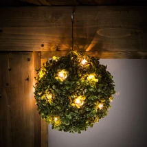 Garden of Eden Szolár bukszus felakasztható 25 cm 20 melegfehér LED 11359