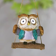 Garden of Eden felakasztható szolár dekoráció bagoly 2 fehér LED 10x6x28 cm 11428E