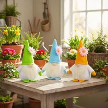 Textil tavaszi dekoráció manó 15 cm 3 féle 11586