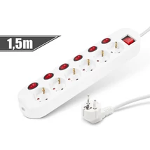 Delight asztali gyerekvédelmi hálózati hosszabbító elosztó 6-os HK6 1,5m H05VV-F 3x1,5mm² 20248B