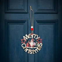 Karácsonyi ajtó dekoráció fa, manó 11 cm 58548A
