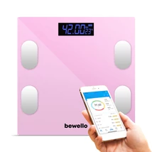 Bewello Okos személymérleg 180 kg elemes üveg Bluetooth 4.0 BW3015