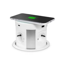 Delight Rejtett beépíthető elosztó süllyeszthető 4-es + vezeték nélküli töltés + 2xUSB + 2xType-C fehér 20434WH