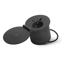 Delight Rejtett beépíthető konnektor elosztó 4in1 USB + Type-C + Vezeték nélküli töltő 20462BK