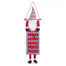 Fali adventi naptár kalendárium 3D skandináv manóval textil 100 x 28 cm 58964