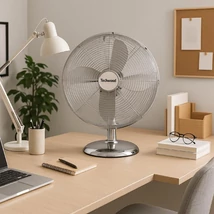 Techwood TVI-335 fém asztali ventilátor, 30 cm-es lapátátmérő, 45 W, 3 sebesség, oszcillálás, hálózati tápellátás TVI-335