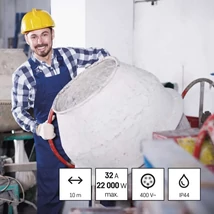 EMOS kültéri 10m lengő hosszabbító 3 fázisú kültéri lengő hosszabbító H07RN-F 1 aljzat fekete gumi 400V 32A PM1102