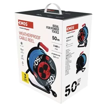 EMOS Weatherproof kábeltekercs kábeldob 50m 4 aljzat kék/szilikon AT-N05V3V3-F 230V /1,5 mm2 P08650W