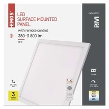 EMOS LED mennyezeti falon kívüli dimmelhető panel 2700–6000K RIVI 600×600×52 mm 40W 380–3 800 lm ZM5173
