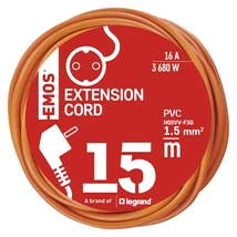 Emos lengő hosszabbító 15m 1 aljzat narancssárga PVC 250V H05VV-F3G 3x1,5 mm2 P01215R