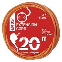 Emos Lengő Hosszabbító 20m 1 aljzat narancssárga PVC 250 V 3x1,5 mm2 P01220R