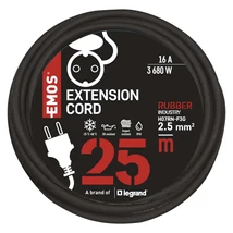 Emos Hosszabbító 25 m 1 aljzat fekete gumi-neoprén 250V 3x2,5 mm2 H07RN-F3G IP44 P01825R
