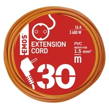 Emos lengő hosszabbító 30m 1 aljzat narancssárga H05VV-F3G PVC 250V 3X1,5 mm2 P01230R