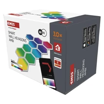 EMOS GoSmart LED-es lámpatest Hexagon, indító készlet, 10 rész, 19W RGBIC dimmelhető, WiFi  ZIW22AR
