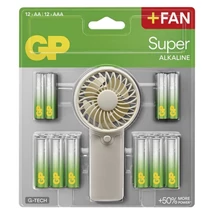 GP alkáli elem SUPER AA 12 db+AAA 12 db ajándék kézi ventilátorral B0161M