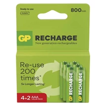 GP Recharge tölthető elem 800 AAA Akkumulátor (HR03) 6db B27186