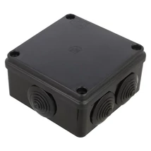 Pawbol falon kívüli kötődoboz gumi bevezetővel 100x100x50 mm műanyag fekete UV-álló IP65 S-BOX 106C