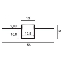 Optonica alumínium LED profil gipszkartonba süllyeszthető opál búrával 2m 5162