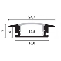 Optonica aluminium profil süllyesztett LED szalaghoz, opál búrával 2m 5192