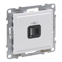 Legrand Suno fehér 2xUSB A+C csatlakozóaljzat 3A -15W keret nélkül 721130