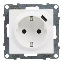Legrand Suno fehér 2P+F  USB-C csatlakozóaljzat dugalj (rugós) gyermekvédelemmel keret nélkül 721129