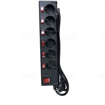 Stilo Hálózati elosztó 6db aljzat, 1.5fm vezetékkel, villámvédelemmel, 6+1 kapcsolóval H05VV-F 3x1,5mm2 Stilo STI1045